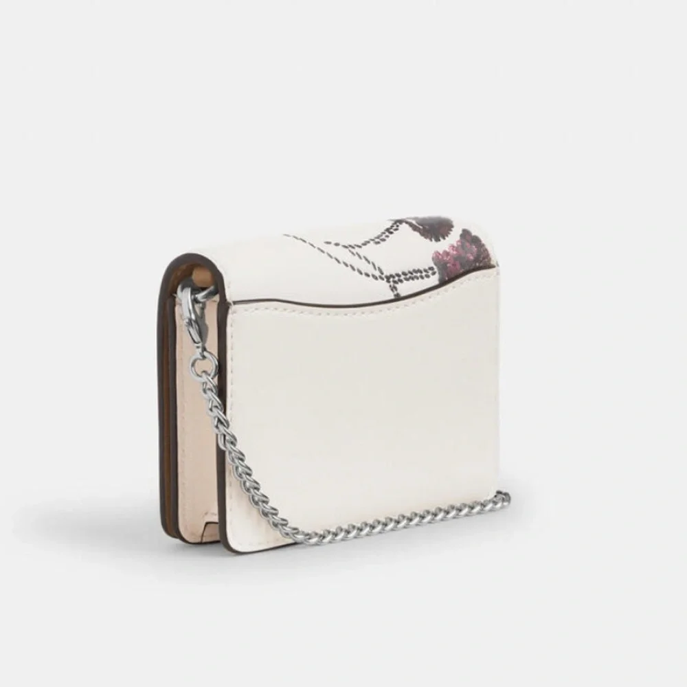 ❤️🍒Coach‎ NWT White Mini Wallet with Silver Chain With Sparkly Cherry Print - Picture 2 of 6
